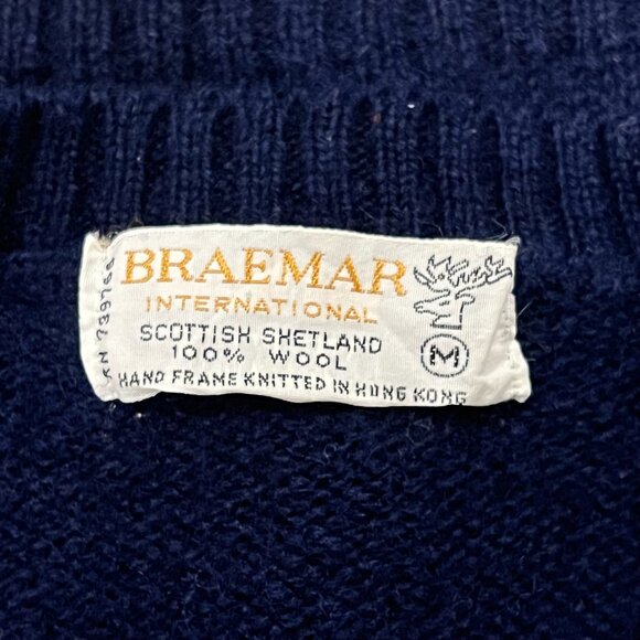 Braemar Men's Vintage Scottish  Wool Cable Front Vest, Navy, M - Picture 3 of 7